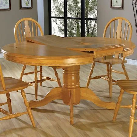 Large Round Pedestal Dining Table with Butterfly Leaf